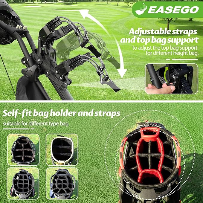 Golf Push Cart 4 Wheel : Golf Walking Carts with Phone Holder/Cup Holder/Umbrella Holder/Foot Brake/Cooler Basket 3 Wheel Superlite Golf Pull Cart All-Terrain Golf Caddy Carts