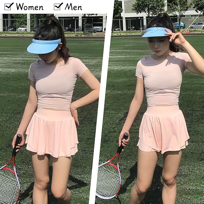 2 Pack Visor Women Men Sun Hat Clip On Visors Adjustable Sport Wide Brim Cap