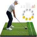Golfguru Golf Mat 5x4ft-16mm/21mm/26mm Thickened Dual Turf Golf Hitting Mat with Alignment Aid, Dense Elite Mats Practice Outdoor Indoor, Chipping Training Matt for Backyard Garage Driving Simulators