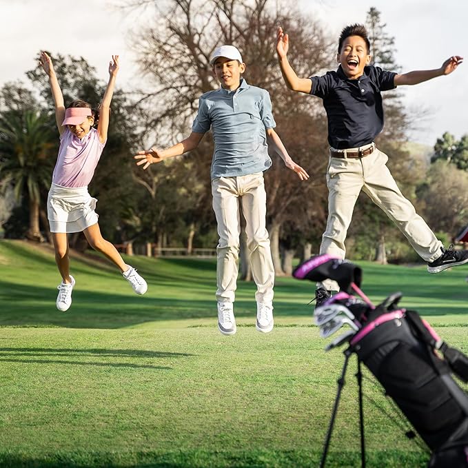 Precise XD-J Kids Golf Clubs Set – Boys’ & Girls’ Junior Golf Set with Lightweight Graphite Shafts, Hybrid, Putter & Stand Bag