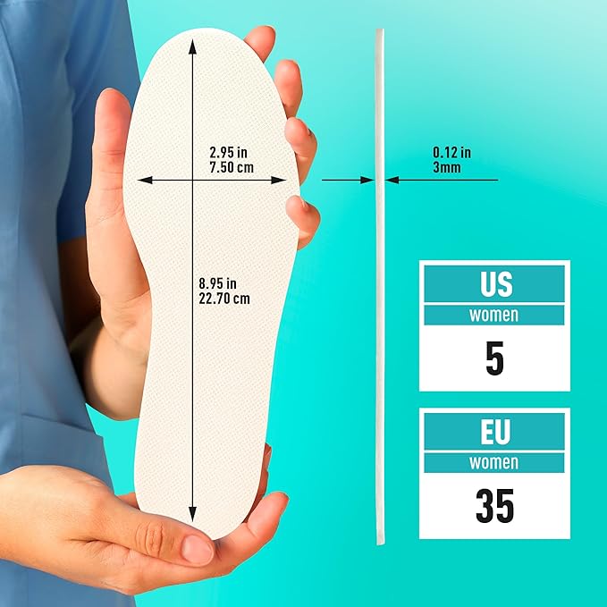 Shoe Filler Insert - Full Length Daily Latex Foam Shoe Inserts, Shoe Insoles for Shoes That are Too Big, 3 Pairs (EU 35, US Women 5)