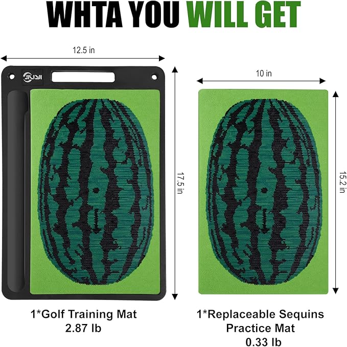 Golf Mat Pro Premium Swing Training Mat for Analyzing Swing Path and Ball Impact, Replaceable Golf Practice Mats for Indoor Outdoor Hitting Training, Gifts for Men