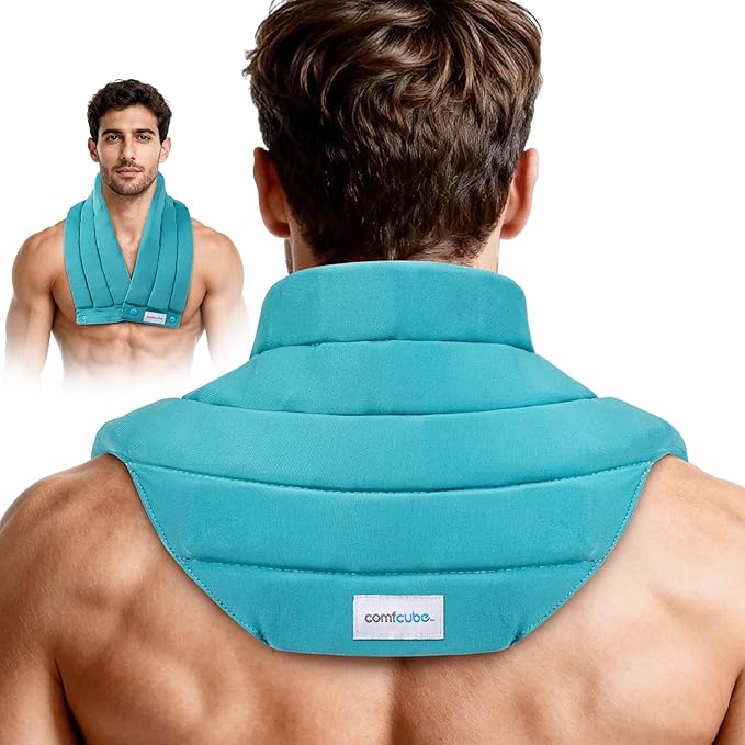 Neck Ice Pack Wrap for Cervical Pain and Cooling, 2 Hours Long Lasting Cold Ice Pack for Neck Shoulders, FSA Eligible, Flexible Cold Pack for Hot Weather, Hot Flashes, Surgery, Swelling
