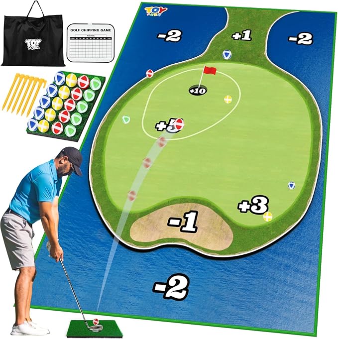 TOY Life Golf Chipping Game Set –Golf Sticky Battle Mat with 20 Sticky Balls & Hitting Mat, Fun Backyard Chip Game for Adults & Kids, Indoor/Outdoor Play