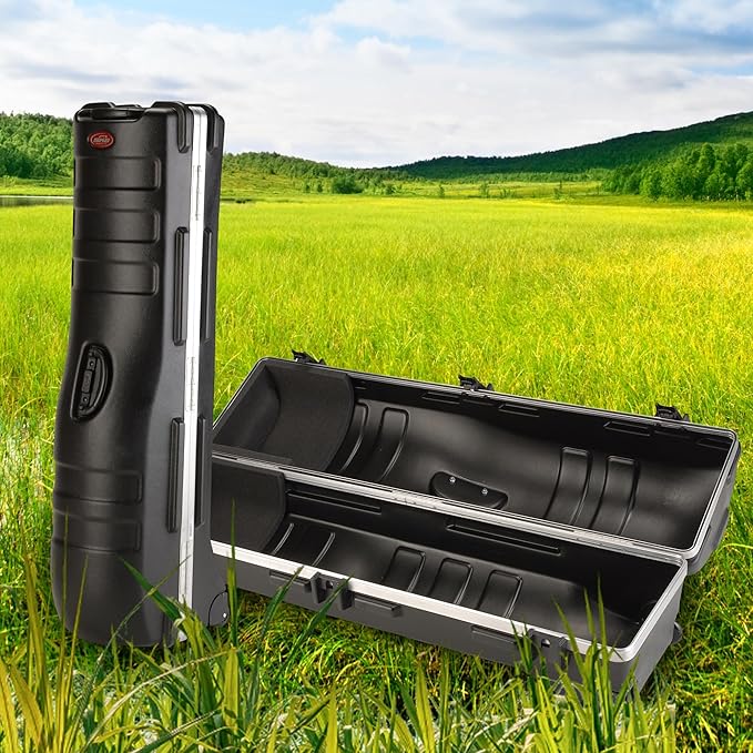 SKB Staff ATA Hard Shell Plastic Golf Travel Case for Cart Bags with Wheels - Heavy-Duty Rolling Club and Driver Carrier for Airline Transport, Impact-Resistant with TSA Locking Latches