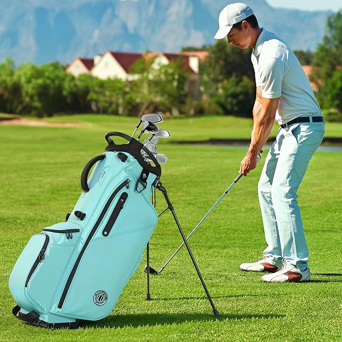 Golf Stand Bag 14 Way, Lightweight Golf Bags for Men Women with Stand, Padded Ergonomic Double Strap, Full Length Dividers, Multiple Pockets, Rain Hood
