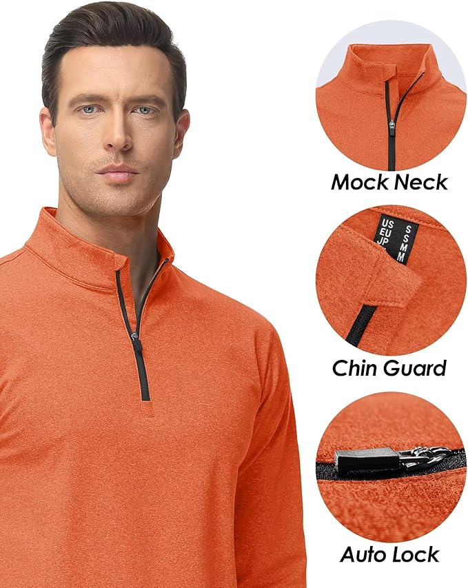 Boladeci Men's Quarter Zip Pullover Premium Fleece Lined Heather Long Sleeve Golf Shirts Midweight 1/4 Half Zip Sweatshirts