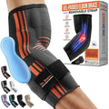 DR. BRACE® Elite Elbow Brace Support, Breathable Elbow Compression Sleeve with Gel Pad for Golfer's, Tennis Elbow & Tendonitis Treatment & Pain Relief 2024 (Grey-Orange, X-Large)