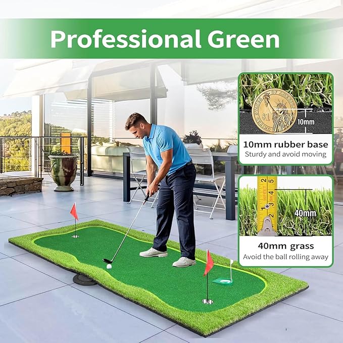 Golf Putting Green, Professional Large Practice Putting Mat for Outdoor & Indoor Putt Trainning