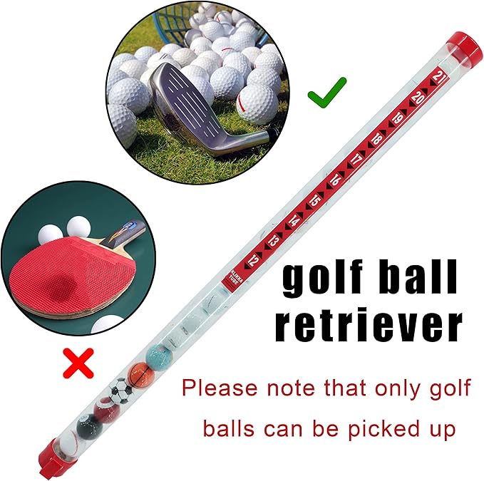 Golf Ball Retriever Professional Picker Golf Ball Shag Tube Plastic Release Retrievers Collector Practice Pick-up Sucker Tool, 35.4 Inch