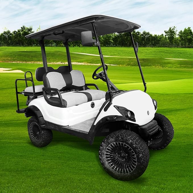 iLSKW Golf Cart Seat Covers for Yamaha G29 Seat Cover OEM Front,Breathable Fabric and Leather Front Seat Cover Like Gloves,Full Wrap-Around Design of Yamaha G29 Golf Cart Front Seat Cover