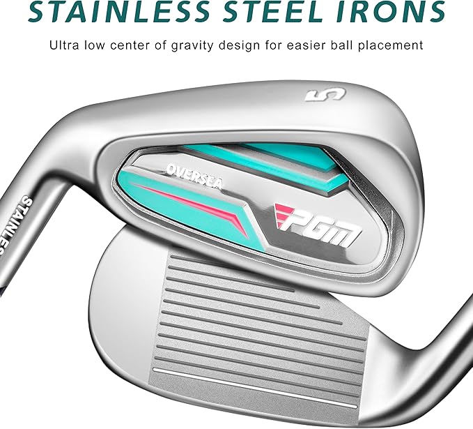 PGM Women's Oversea 9/12 Pieces Complete Golf Club Set with High-Strength Thin Face Design 460cc Driver