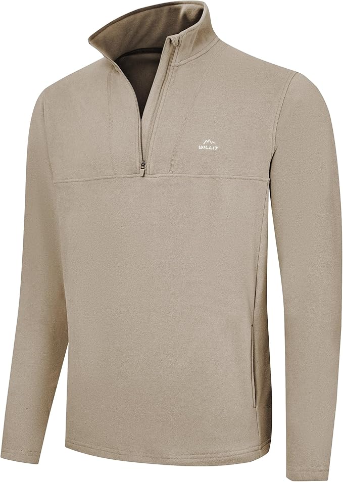 Willit Men's Winter Shirts Fleece Pullover with Pocket Quarter Zip Cold Weather Golf Hiking Casual Warm Shirts Long Sleeve