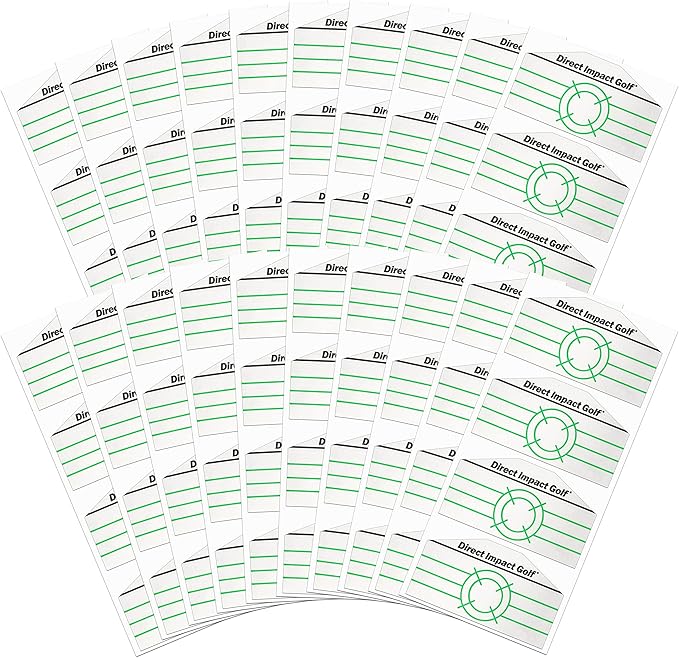 Ultra-Thin Golf Impact Tape by Direct Impact Golf: Combo Pack (100 Driver+100 Iron) Ultra-Thin Golf Impact Tape Labels for Accurate Swing Analysis and Shot Feedback