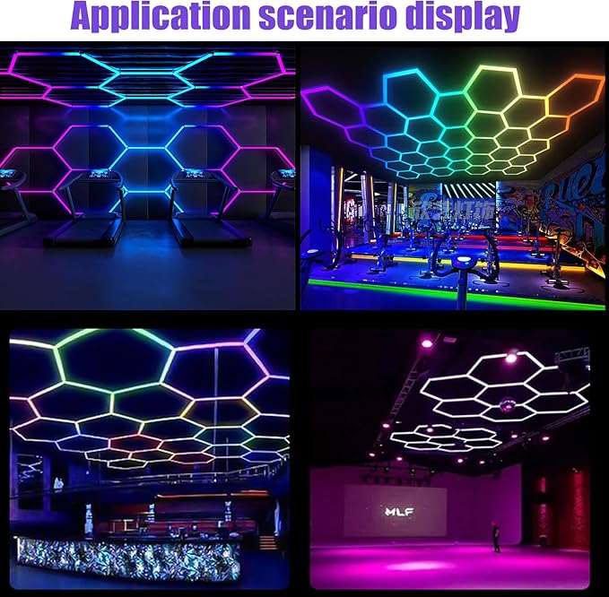 25Pack RGB Hexagon led Garage Lights,5Hexagon Light with Multi Color,Dimmable&Speed Adjustable RGB Hex Wall Lights,DIY Design for Remote Control & Smart App Control Music Modes