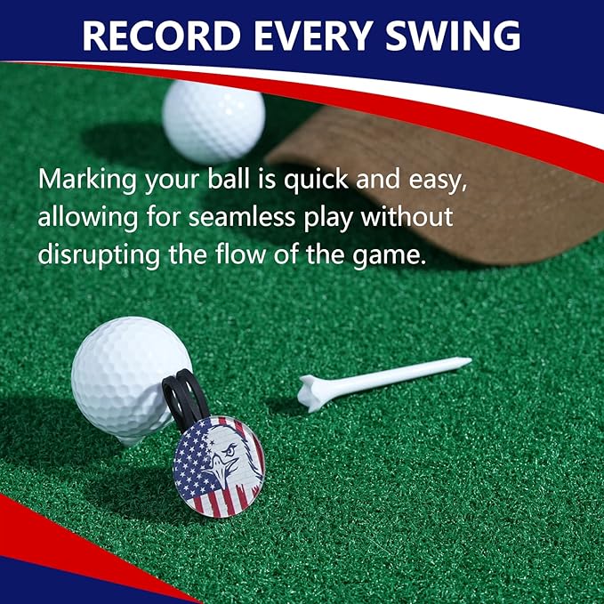 Funny Patriotic Golf Ball Marker with Magnetic Hat Clip - Golf Accessories Golf Gadgets for Golfers Golf Lovers