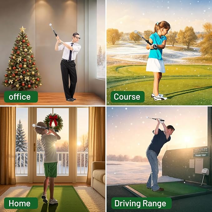 Retractable Golf Swing Trainer – 2025 Golf Gifts with Arm Band,Training Aid for Grip Correction, Swing Click Feedback & Arm Connection,For Right & Left-Handed Golfers,Indoor & Outdoor Practice