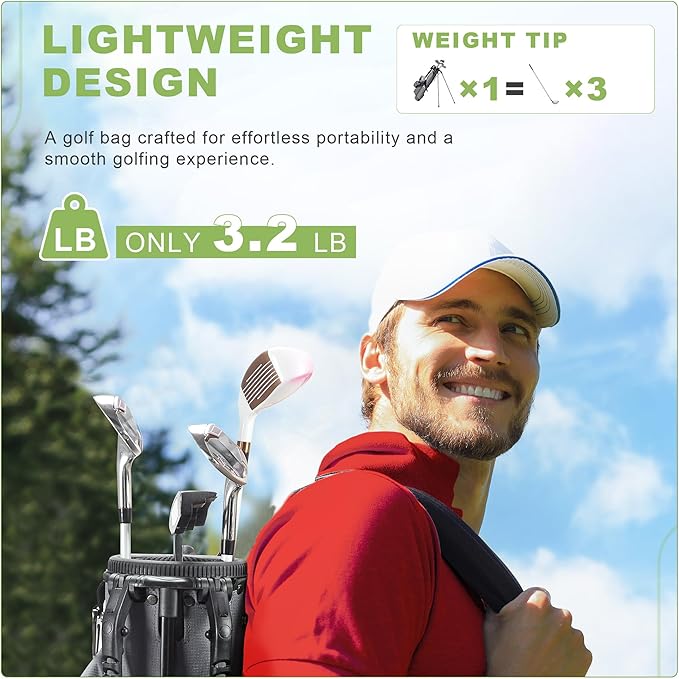 Golf Lightweight Stand Carry Bag– Easy to Carry and Durable Pitch n Putt Golf Bag for The Driving Range, Par 3 and Executive Courses，Fits Up to 5-6 Clubs