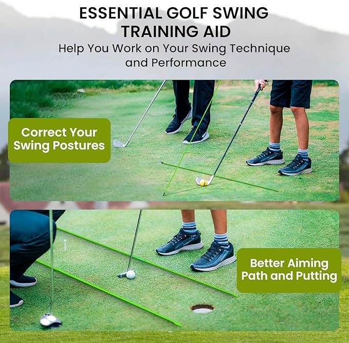 Golf Alignment Sticks 43 Inches Value 5-Pack with Premium Cover, Training Rods Essential Aiming Stick for Perfect Swing & Accurate Aiming & Effective Practice Guide