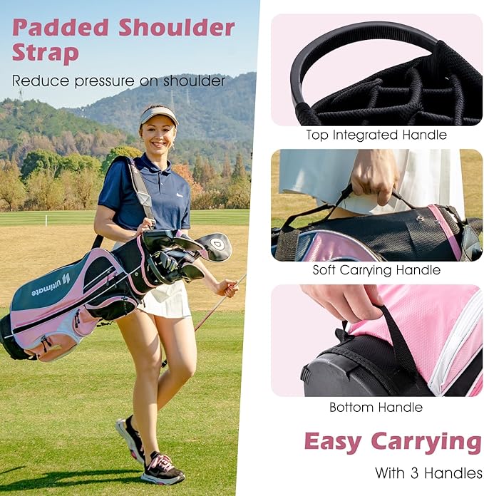 Tangkula 9/10/12 Pieces Women's Complete Golf Clubs Set, Golf Club Package Set with 460CC Driver, Fairway Wood & Hybrid, Irons, Putter, Portable Regular Golf Club Set