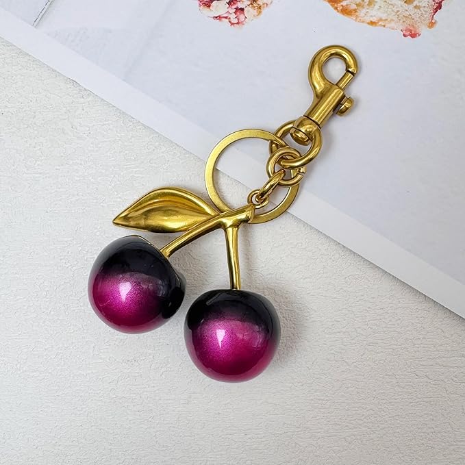 Cherry Bag Charm Purse Handbag Charm Cherry Car Accessories KeyChain Gift for Women Mothers Day Christmas Valentine