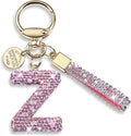 Pink Blue White Initial Letter Keychain Gift for Women Girls Bling Sparkly Cute Backpack Car Key Accessories Lanyard