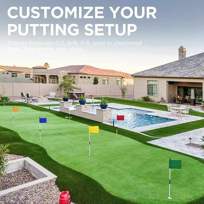 KINGTOP Golf Flagstick Mini, Putting Green Flag for Yard, All 3 Feet, Double-Sided Numbered Golf Flags, Golf Pin Flag Hole Cup Set, Portable 2-Section Design, Gifts Idea