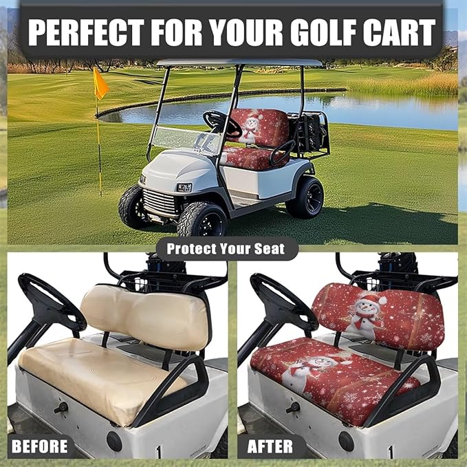 Golf Cart Seat Covers, Universal Fit & Nonskid Bottom Fits for Club Car 2 Person Seats Golf Carts