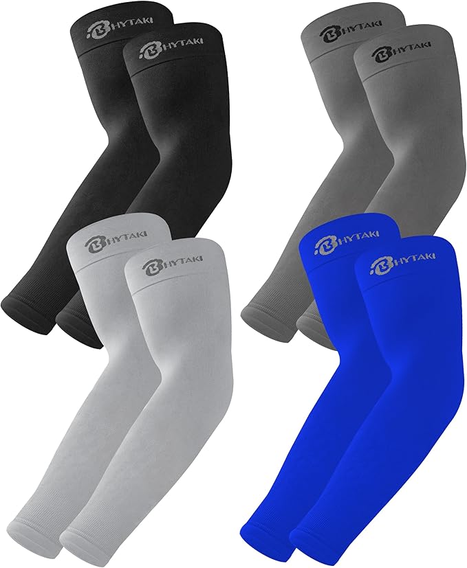 BHYTAKI UV Sun Protection Arm Sleeves, UPF 50 Sports Cooling Arm Compression Sleeves for Men Women Teenager