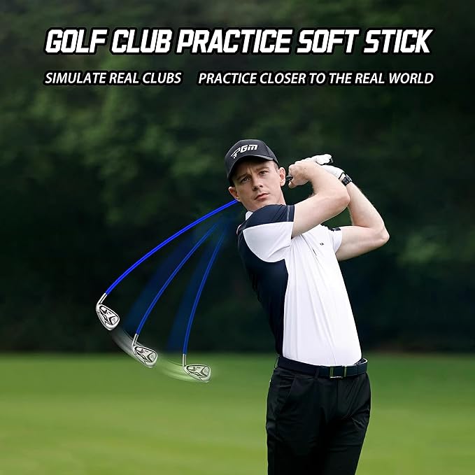 PGM Golf Swing Training Aid for Right-Handed Men and Women - Driver and Iron Weighted Swing Trainer Golf Club Click Stick for Strength Grip Tempo & Flexibility Training