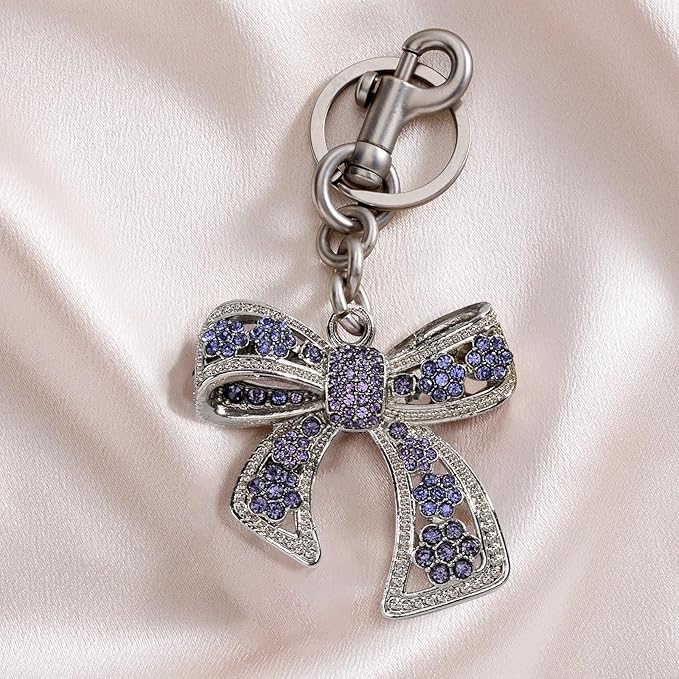 Sparkly Bow Bag Charm Rhinestone Bow Purse Charms Bows Keychain Women Bag Charm for Handbag