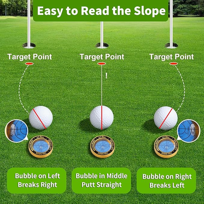 High Precision Golf Green Reader Funny Ball Marker Golf Putt Training Aid Bubble Level Golf Accessories Gifts for Men Women