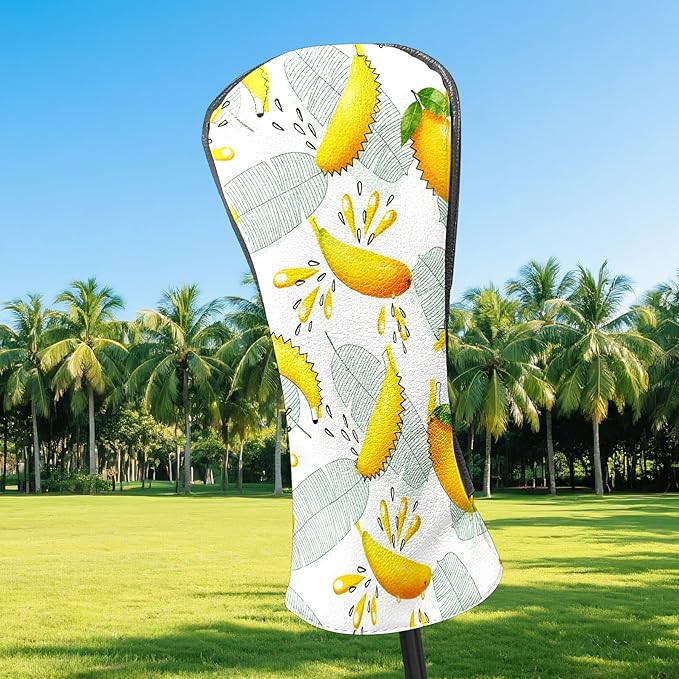 Premium Leather Golf Club Headcovers,Mango Pattern Fits Driver Hybrid Fairway 3/5 Wood,with Scratch-Resistant Lining, Gift for Men and Women