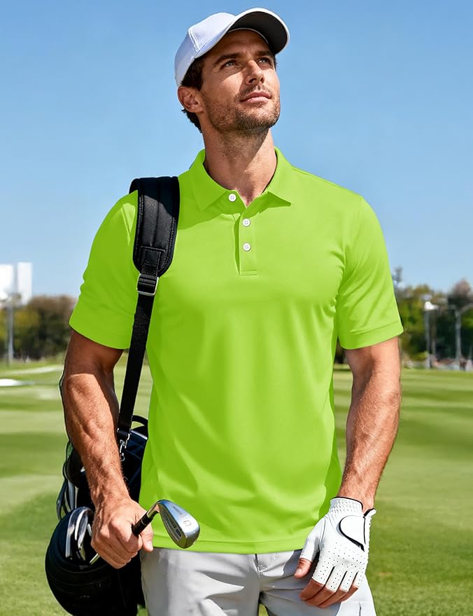 MAGCOMSEN Men's Polo Shirts 3 Buttons Casual Work T Shirts Quick Dry Short Sleeve Golf Shirt Pique Jersey Outdoor Performance