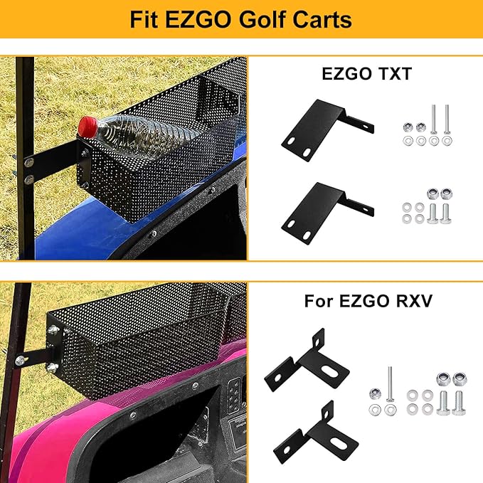 Golf Cart Basket Front Inner Fit EZGO TXT & RXV, Club Car Precedent&DS (2000 up) Golf Carts, Heavy Steel Mesh Durable Golf Cart Storage Tray Dash Organizer