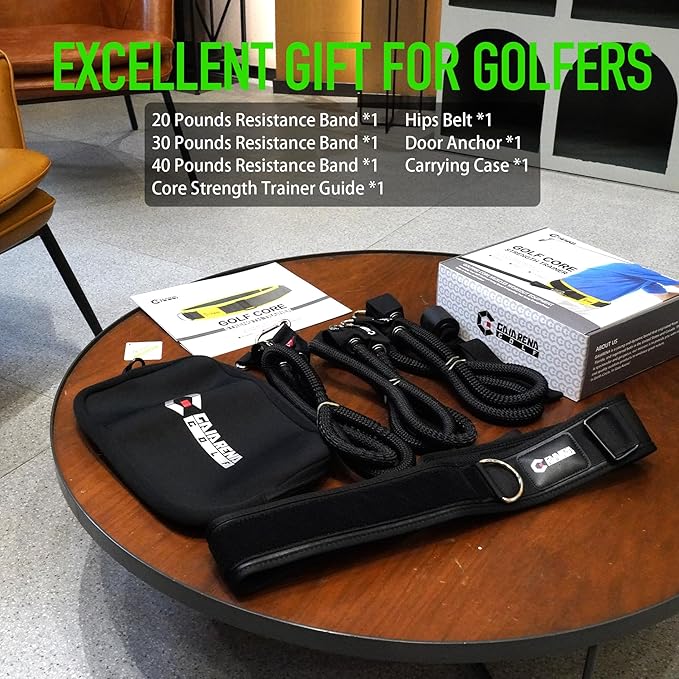 GAIARENA Golf Core Strength Trainer Swing Power Training Equipment, Golfing Exercise Resistance Bands Indoor Golf Fitness Equipment to Improve Speed Strength Flexibility Rotation Swing Posture