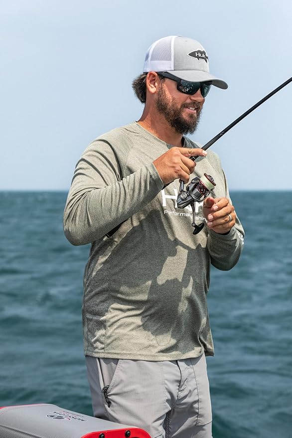 HUK Mens Pursuit Heather Long Sleeve Shirt, Fishing Shirt for Men