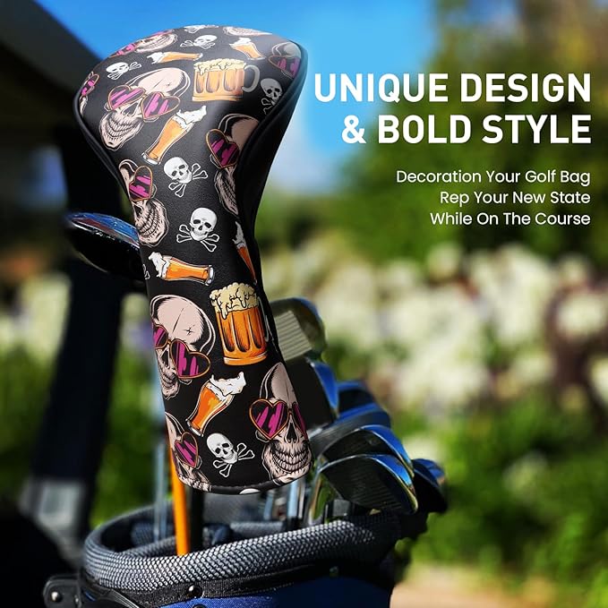 FINGER TEN Golf Club Head Covers for Woods Driver Fairway Hybrid with Interchangeable Number Tag 1 3 5 Premium Leather Headcovers for Women Men