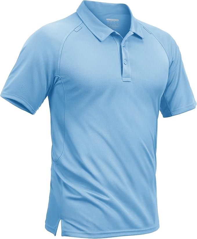 TACVASEN Men's Polo Shirts Short Sleeve Golf Polos Dry Fit UPF 50+ Performance Tactical Collared Hiking Shirt