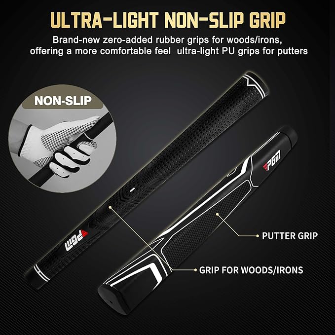 PGM NSR V 18 Piece Men's Complete Golf Club Sets - Adjustable Loft Titanium Driver (0.86 COR), Precision Weighted Fairway Woods, Forged Irons, CNC Milled Putter, with Stand Bag - Right Handed