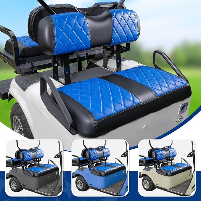 NOKINS 4PCS Golf Cart Diamond Seat Covers Kit,Front and Rear Seat Covers Fits for EZGO/Club Car/Yamaha Original Regular Seat Cushion, No Stapler