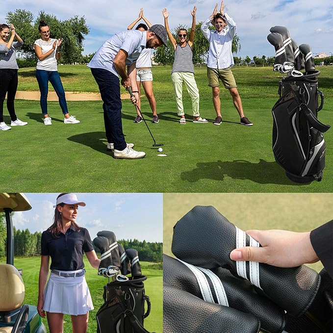 Golf Head cover Set - 2pcs Golf Club Head Covers for Driver and Hybrids Woods with Interchangeable No. Tag
