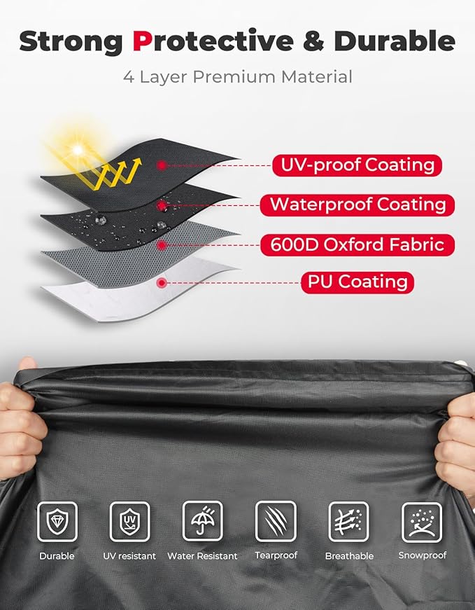 KEMIMOTO 600D Waterproof Golf Cart Cover, Universal Heavy Duty Large Golf Cart Rain Cover with Storage Bag Compatible with EZGO Club Car 2/2+2/4 Passenger, Black