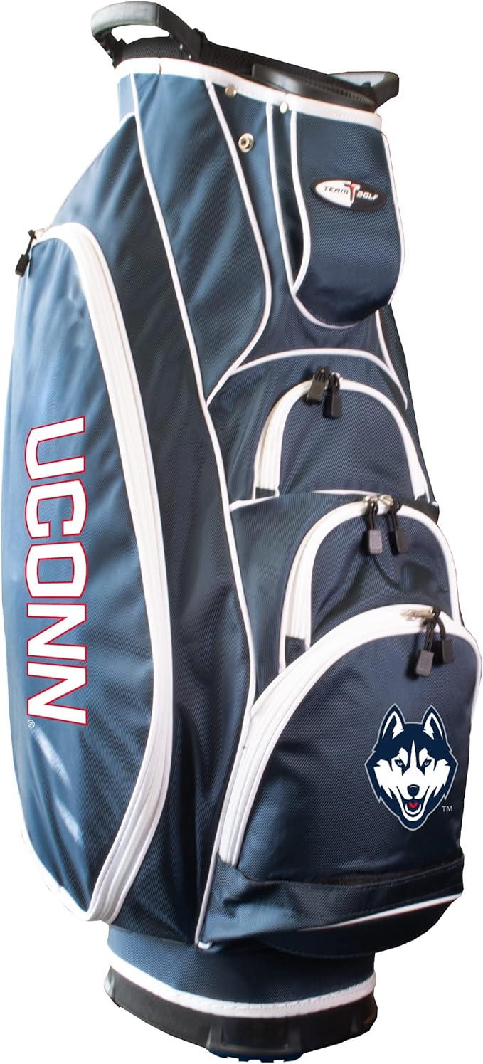 Team Golf NCAA Lightweight, 10-Way Club Divider, Spring Action Stand, Insulated Cooler Pocket, Velcro Glove and Umbrella Holder & Lift Assist Handles