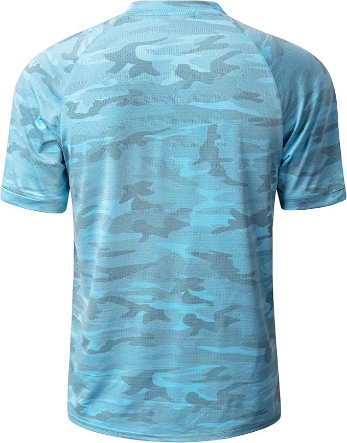 TAPULCO Mens Collarless Golf Shirts Short Sleeve Dry Fit Stretch Casual Breathable Lightweight Tshirts