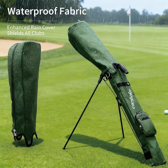 Lightweight Golf Stand Bag, Portable Golf Carry Bag with Stand, 2-Way Divider Practice Bag with Padded Strap, Compact Pencil Golf Bag for Driving Range, Par 3 & Short Rounds