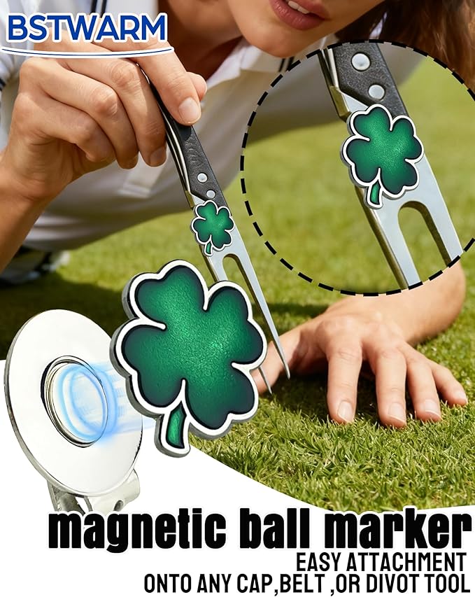 50 Pcs Golf Ball Markers - Four Leaf Clover, Cute Funny Novelty Golf Markers, Golf Accessories Gifts Ball Position Marking Disc for Men Weman Golfers