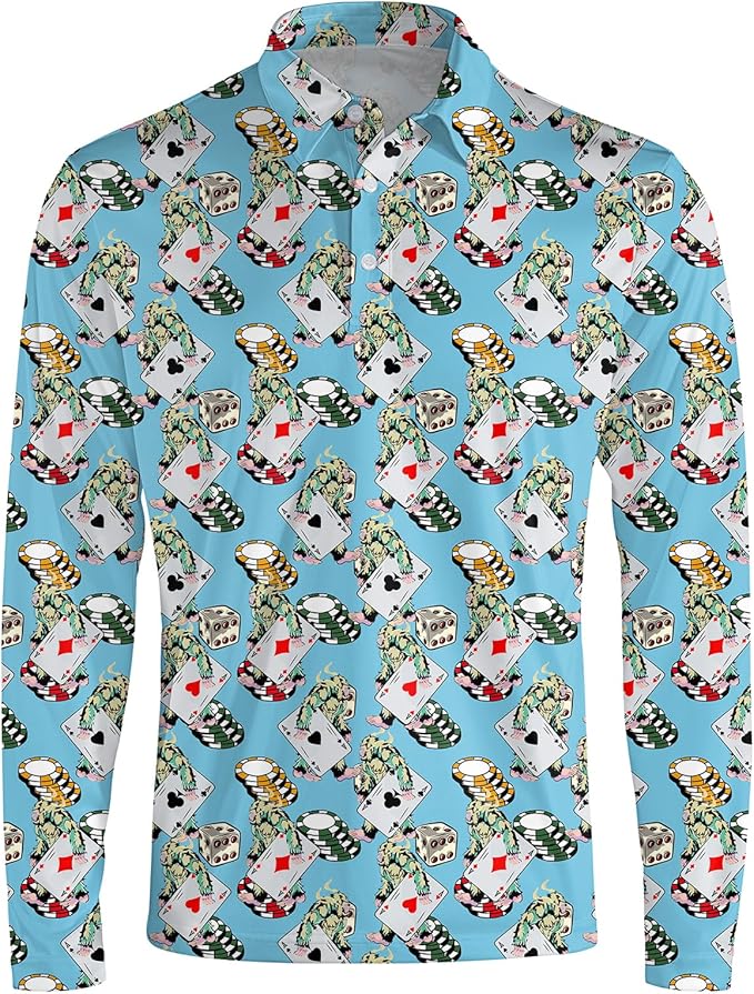 Men's Long Sleeve Golf Shirt Quick Dry 3 Button Work Fishing Outdoor Casual Collar Shirt