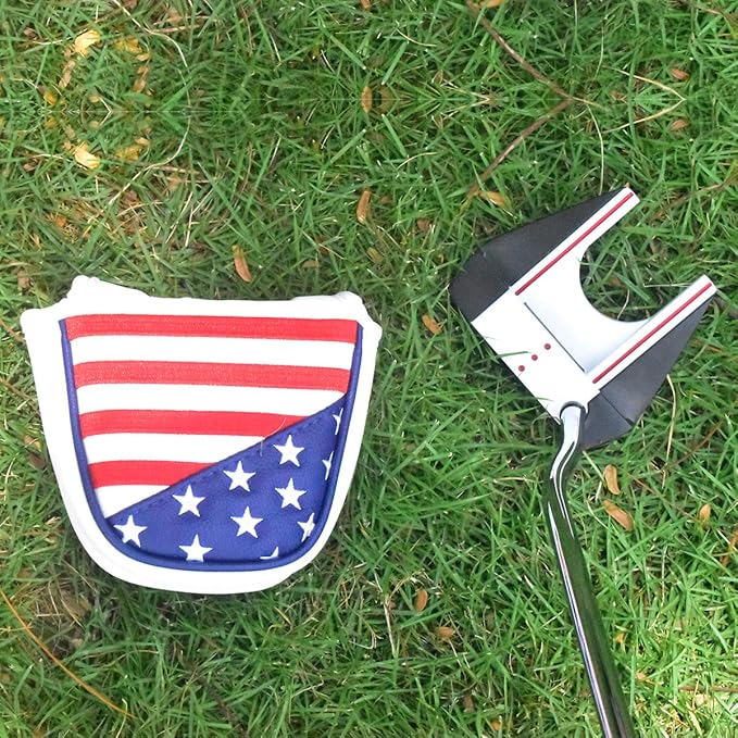 Golf Putter Cover USA Mallet Putter Headcover with Magnetic Closure Leather Golf Club Covers for Most Brand