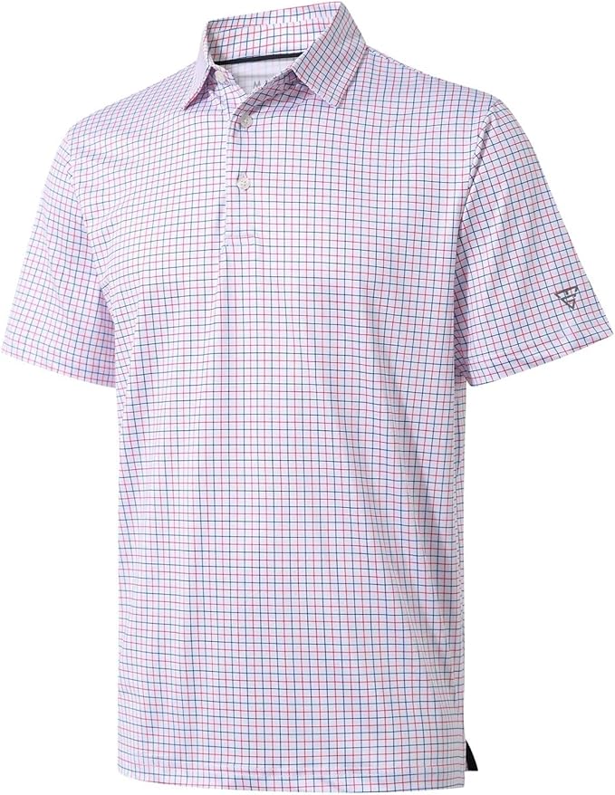 Golf Shirts for Men Dry Fit Short Sleeve Print Performance Moisture Wicking Polo Shirt